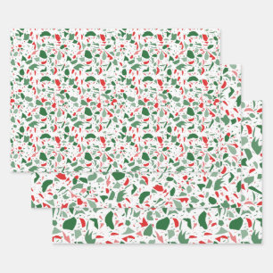 Green and Red Terrazzo Pattern Holiday Christmas Wrapping Paper Sheet