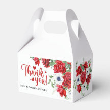 Green and Red Watercolor Floral Wedding Favour Box