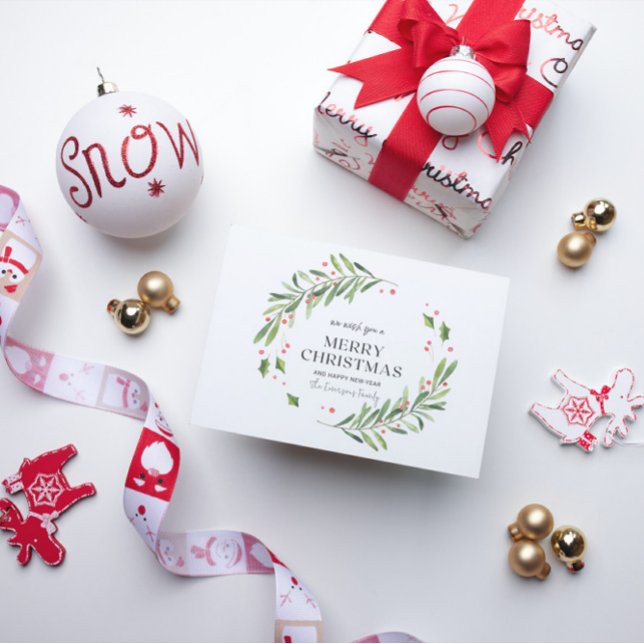 Green and Red Watercolor Merry Christmas Card (Creator Uploaded)