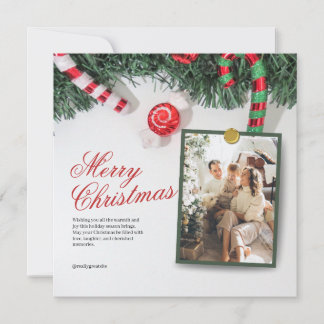 Green and Red with Photocentric Merry Christmas Ce Holiday Card