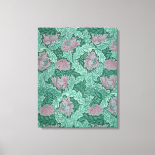 Green and Red Wreath Pattern (by William Morris) Canvas Print