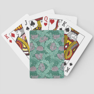 Green and Red Wreath Pattern (by William Morris) Playing Cards