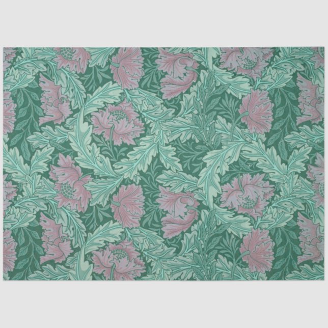 Green and Red Wreath Pattern (by William Morris) Tissue Paper (Front)