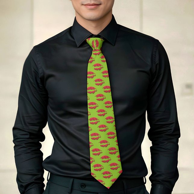 Green and Red XOXO Kissing Lips Tie (Creator Uploaded)