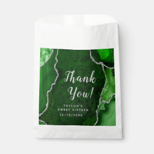 Green and Silver Agate Sweet Sixteen Thank You Favour Bags