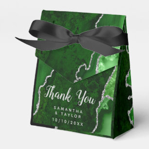 Green and Silver Agate Wedding Thank You Favour Box