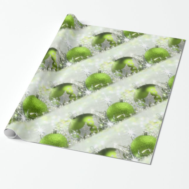 Green And Silver Christmas Wrapping Paper (Unrolled)