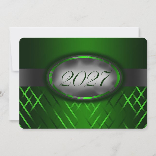 Green and Silver Class of 2027 Invitation (Front)