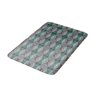 Green and silver eye-like medium pattern bath mat