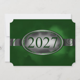 Green and Silver Floral Button 2027 Card