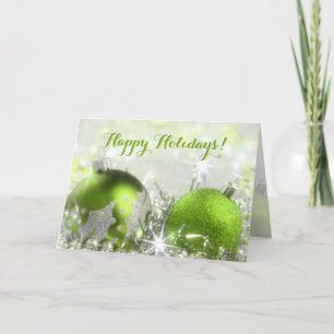 Green and Silver Happy Holidays Greeting Card