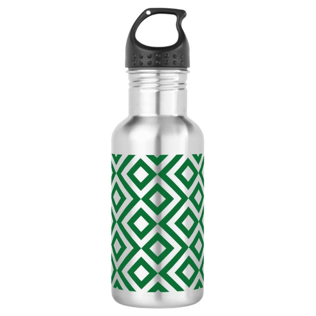 Green and Silver Meander 532 Ml Water Bottle (Front)