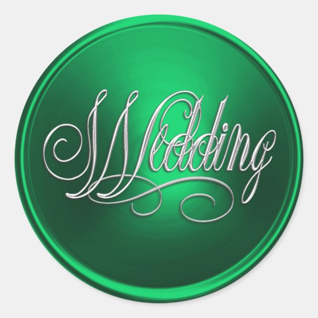 Green and Silver Wedding Envelope Seal (Front)
