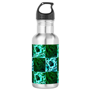 Green and sky blue chess or cyan, with rectangle 532 ml water bottle
