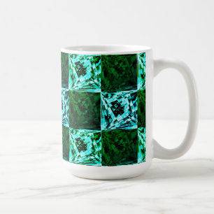Green and sky blue chess or cyan, with rectangle coffee mug