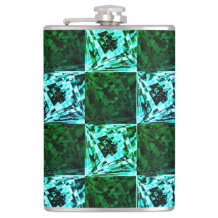 Green and sky blue chess or cyan, with rectangle hip flask