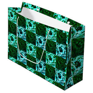 Green and sky blue chess or cyan, with rectangle large gift bag