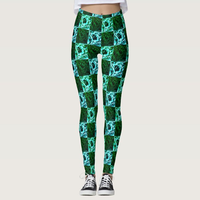 Green and sky blue chess or cyan, with rectangle leggings (Front)