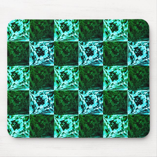 Green and sky blue chess or cyan, with rectangle mouse mat (Front)