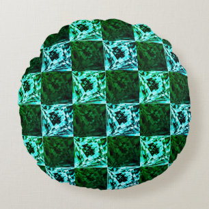 Green and sky blue chess or cyan, with rectangle round cushion