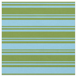 Green and Sky Blue Coloured Lined Pattern Fabric