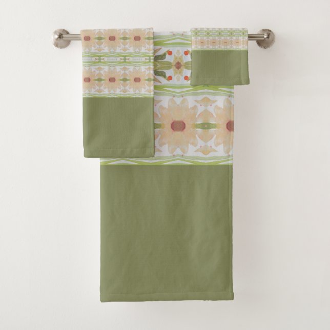 Green And Soft Peach Bath Towel Set (Insitu)