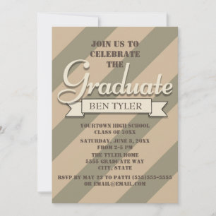 Green and Tan Camo Graduation Party Invitation