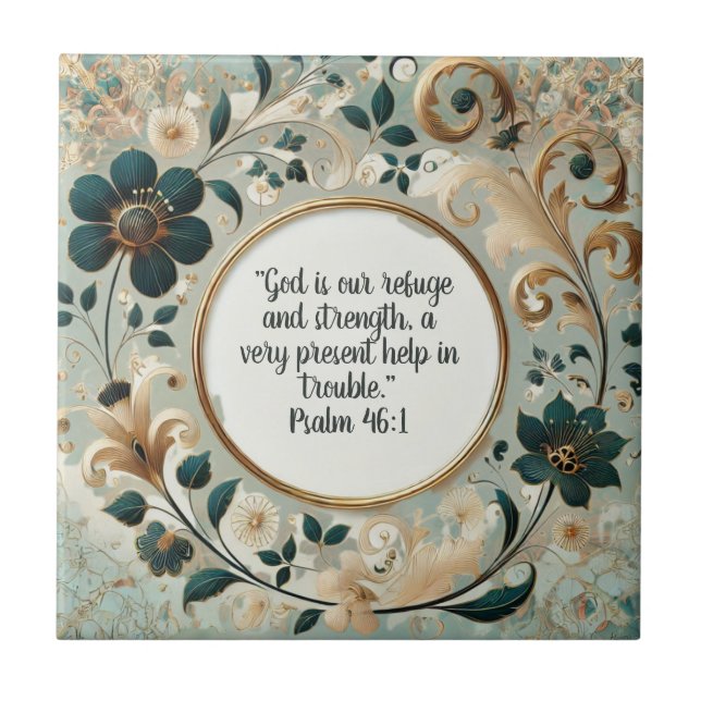 Green and Tan Frame Bible Verses  Tile (Front)