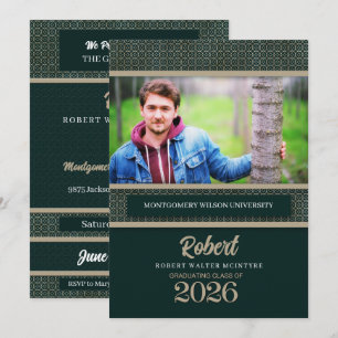 Green and Taupe Graduation Class 2025 Photo Invitation