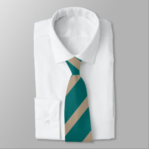Green and taupe wide stripe pattern tie
