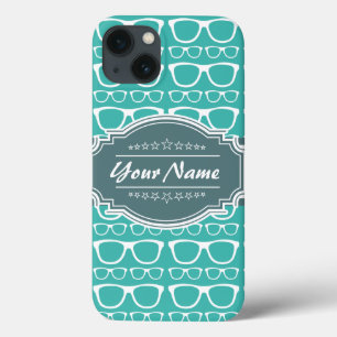Green and Teal Geek Glasses Personalised iPhone 13 Case