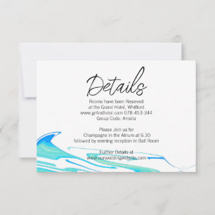 Green and Teal Ocean Wave Wedding Save the date Invitation