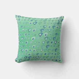 Green and Teal Triangles Texture on Light Green Cushion