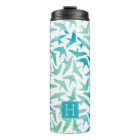 Green and Teal Watercolor Birds Pattern