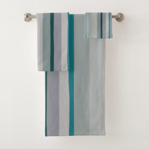 Green and Turquoise Abstract Stripes Bath Towel Set