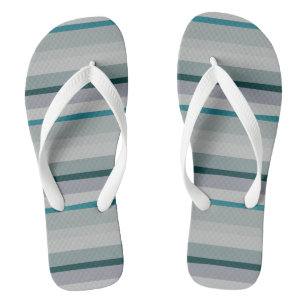 Green and Turquoise Abstract Stripes Flip Flops