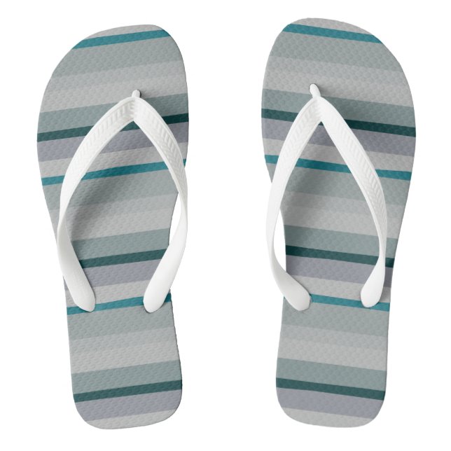 Green and Turquoise Abstract Stripes Flip Flops (Footbed)