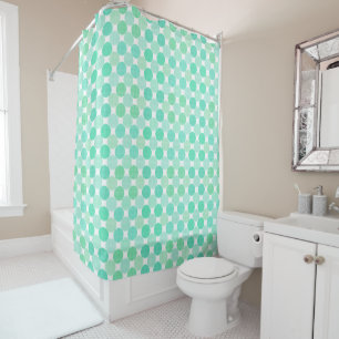 green and turquoise textured dots shower curtain