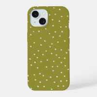 Green and Warm White Polka Dot Desaturated Tiny