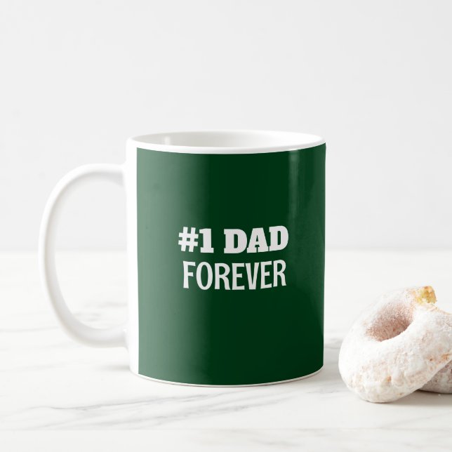 Green and White #1 Dad Forever Father's Day Gift Coffee Mug (With Donut)
