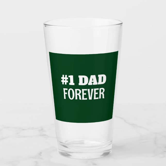 Green and White #1 Dad Forever Father's Day Gift Glass (Front)