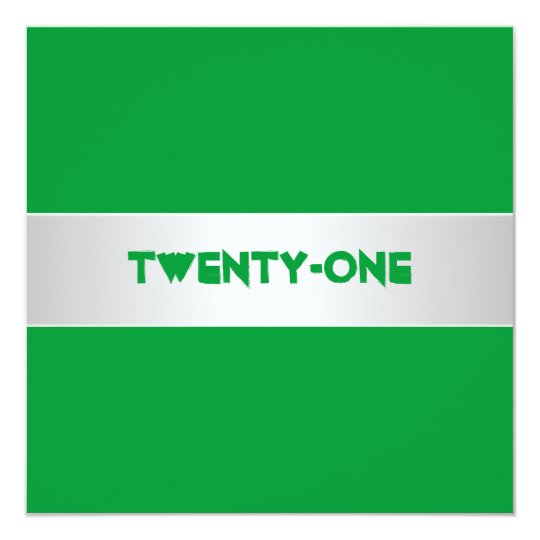 Green and White 21st Birthday Party Card