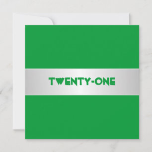 Green and White 21st Birthday Party Invitation