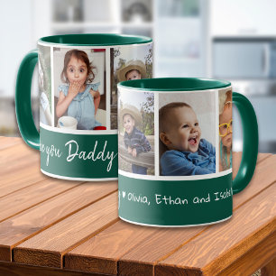 Green And White 5 Photo Collage Love You Daddy Mug