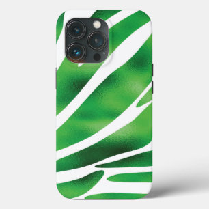 Green and White Abstract Stripes iPhone 13 Pro Case