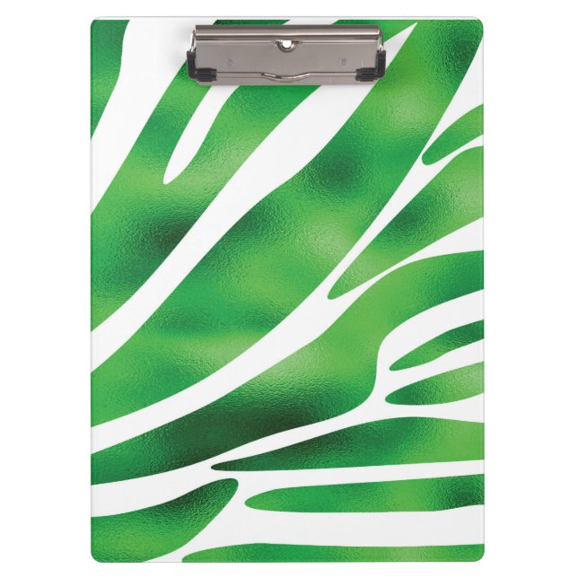 Green and White Abstract Stripes  Clipboard (Front)