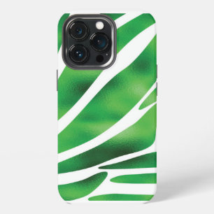 Green and White Abstract Stripes iPhone 13 Pro Case