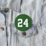 Green and White Athlete Jersey Number 7.5 Cm Round Badge<br><div class="desc">Cheer on your favourite sports team, football player or just show off your school pride with a custom personalised spirit button! Personalise with a player's jersey number or other custom text. Perfect for football, basketball, baseball and soccer games! Create custom pins for the whole team, cheerleaders, parents and siblings to...</div>