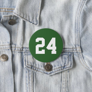 Green and White Athlete Jersey Number 7.5 Cm Round Badge