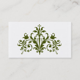Green and White Baroque Business Card